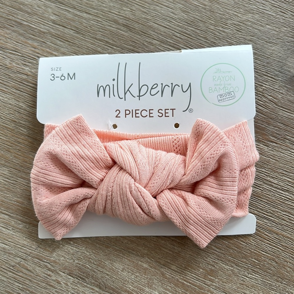 Milkberry Baby Girl Bamboo Peach Needlepoint Ruffle Footie 6-9 months - Picture 3 of 7